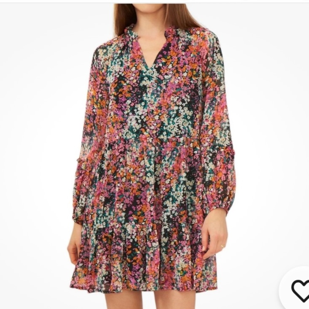 Vince Camuto Floral Ruffled Smocked Dress Size Large